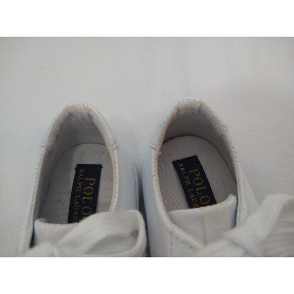 Polo Ralph Lauren Shoes Kids Size 9 White Low Top Lace Up Sneakers Pony Logo - Picture 12 of 13